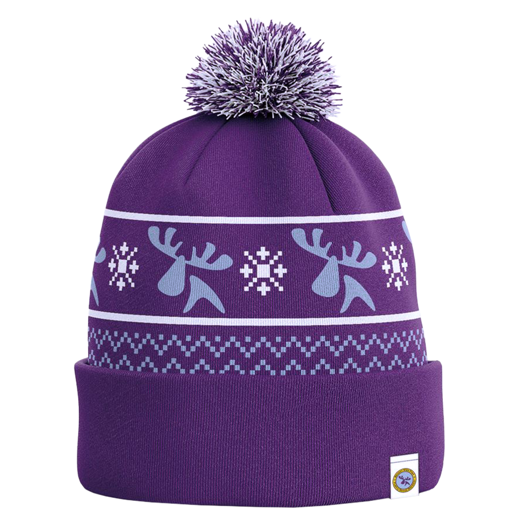 Purple Moose Cotton Bobble Hat